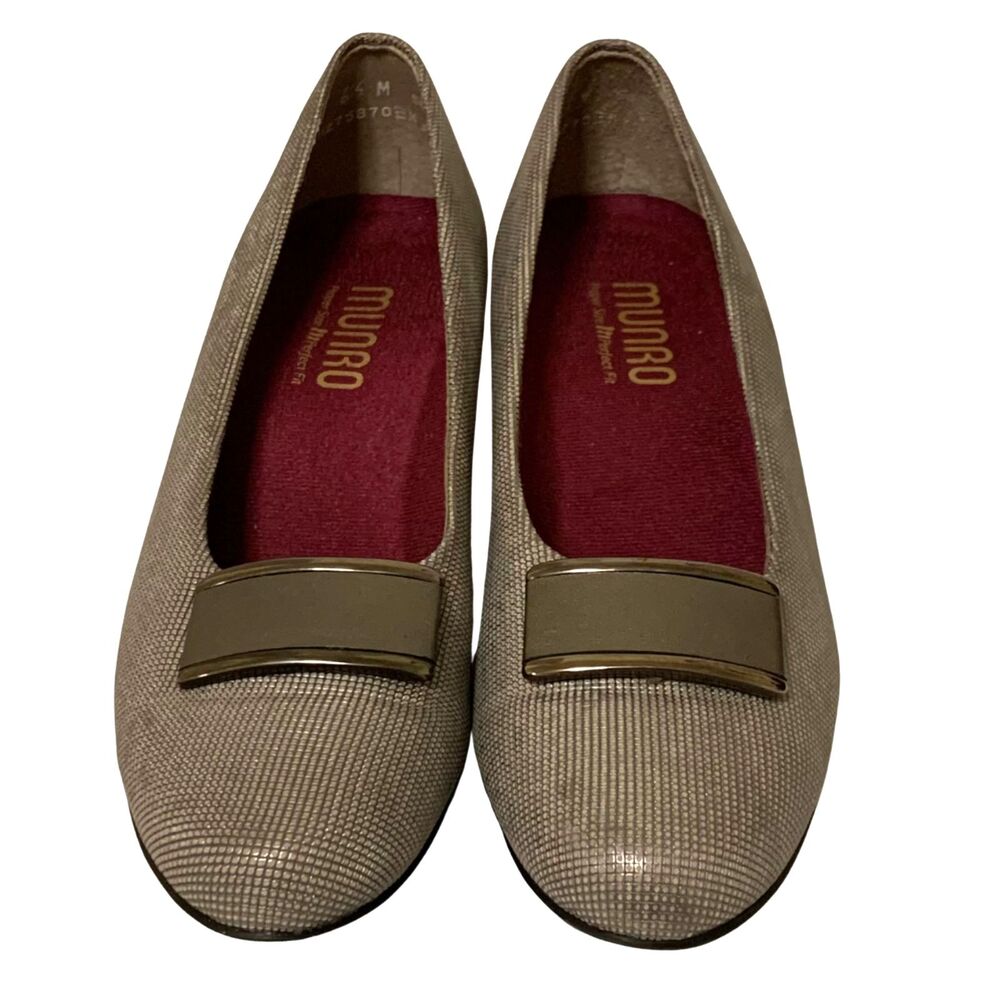 Munro American Comfort Flats Grey Metalic Print Block Heels Size 6.5 - Picture 3 of 9